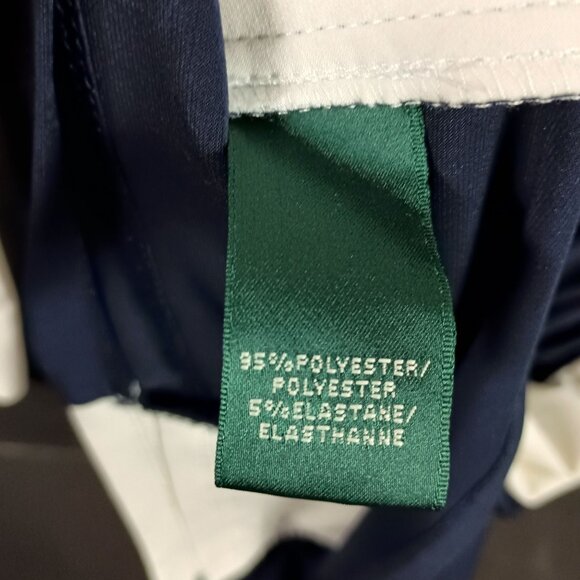 Lauren Ralph Lauren Ruched Sheath Dress Knee Length Colorblocked Blue White 2 - Picture 4 of 6